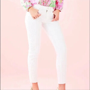 Lilly Pulitzer white South Ocean Skinny Crop Jeans in Resort White